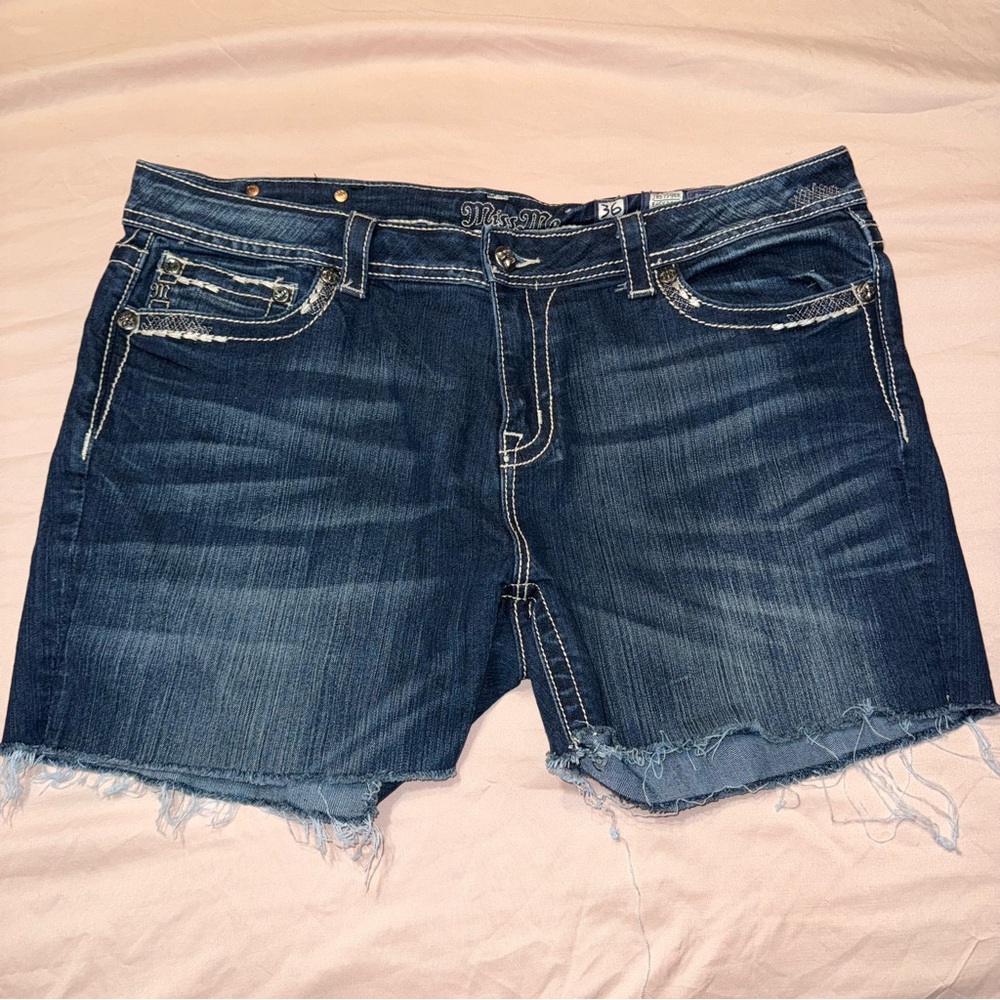 Miss Me Dark Blue Jean Shorts